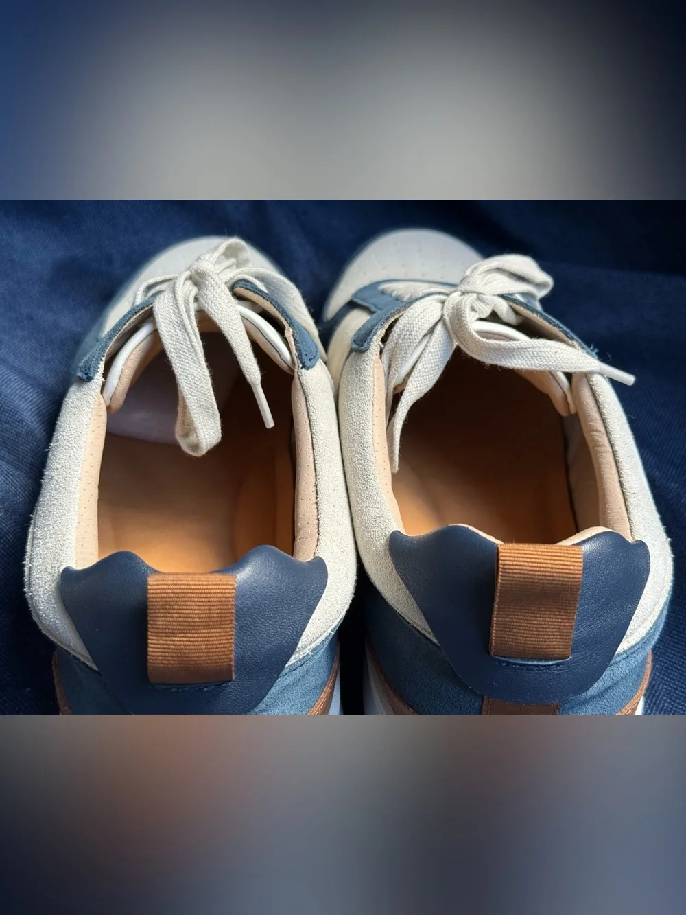 Johnnie-O Topspin Court Navy White Leather Sneakers Men 11.5M 2024